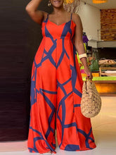 Jumpsuit mit geometrischem Muster, Bindeträgern und Cutout in Übergröße